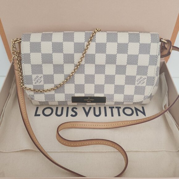 LOUIS VUITTON Favorite PM Crossbody Clutch Damier Azur White N41277 Dust Bag Box - Picture 14 of 15